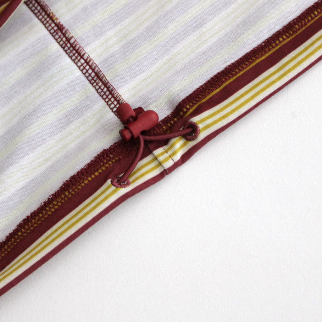 W's TECH DRAWSTRING MULTI BORDER L/S TEE #BURGUNDY / MUSTARD [BE-34024L]