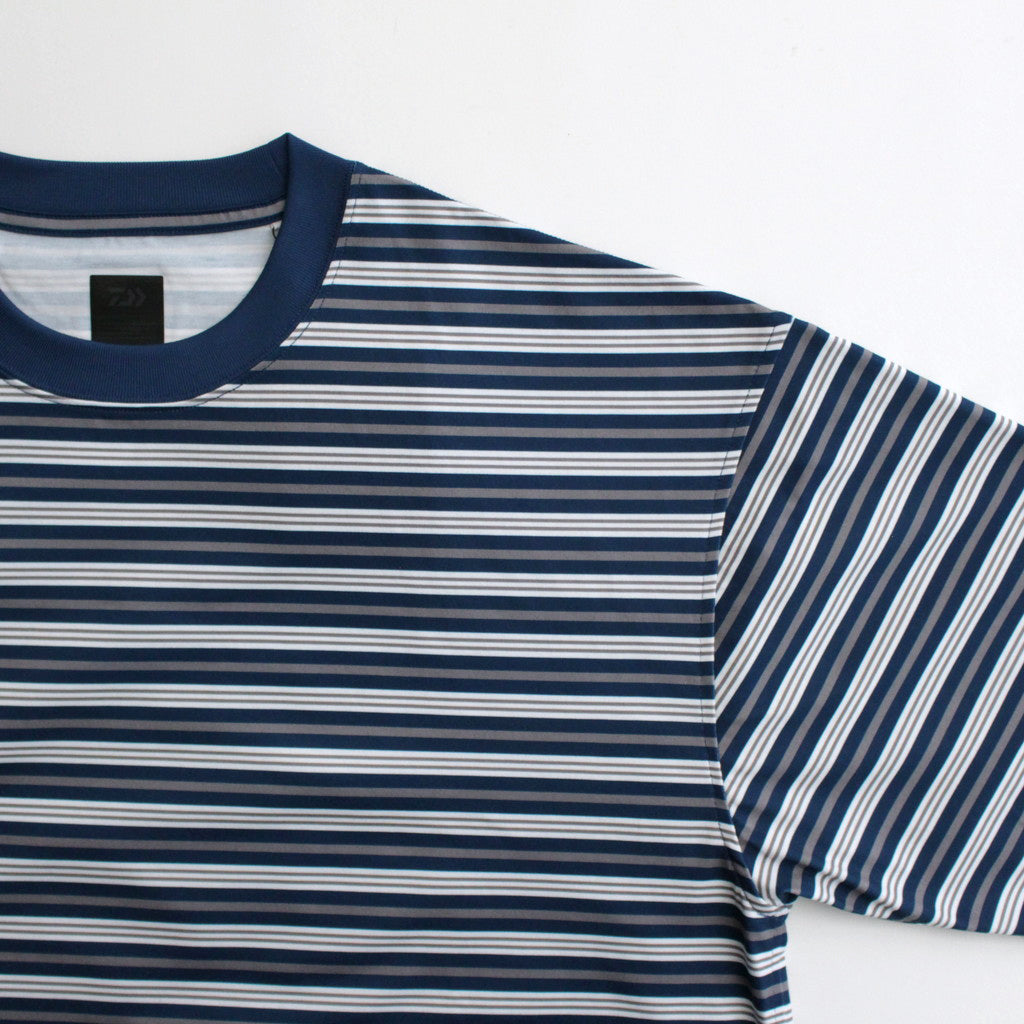 W's TECH DRAWSTRING MULTI BORDER L/S TEE #NAVY / GRAY [BE-34024L]