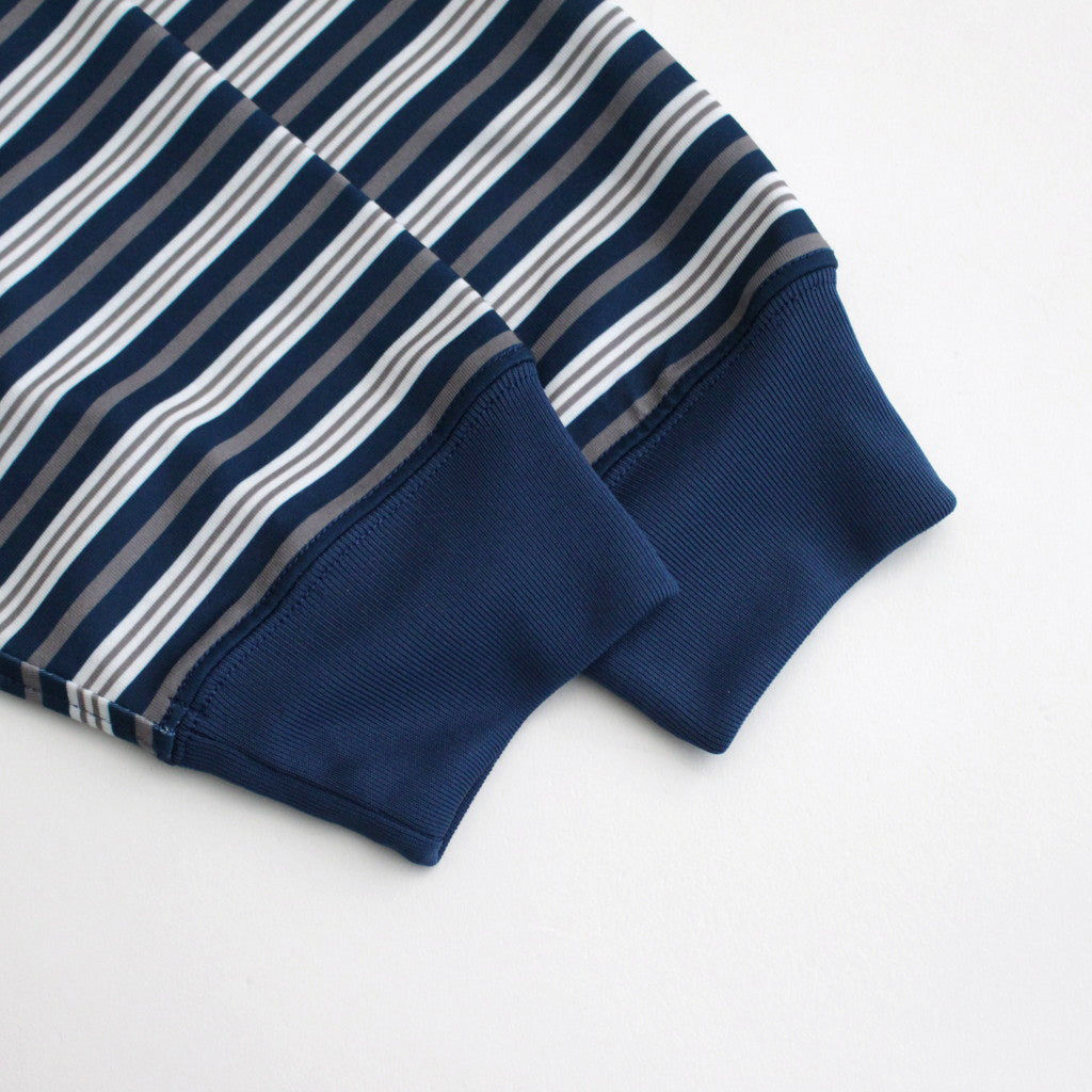 W's TECH DRAWSTRING MULTI BORDER L/S TEE #NAVY / GRAY [BE-34024L]