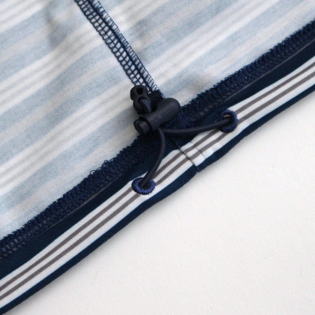 W's TECH DRAWSTRING MULTI BORDER L/S TEE #NAVY / GRAY [BE-34024L]