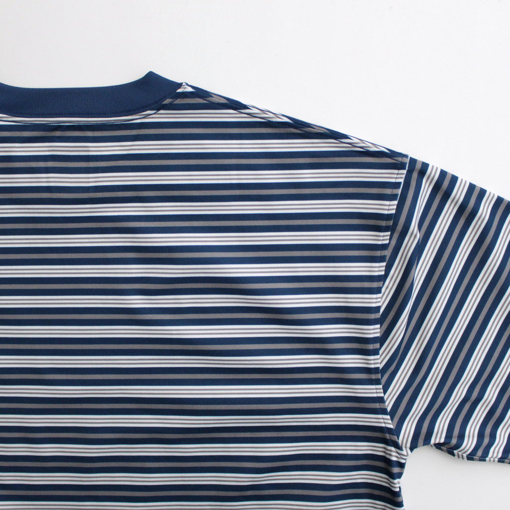 W's TECH DRAWSTRING MULTI BORDER L/S TEE #NAVY / GRAY [BE-34024L]