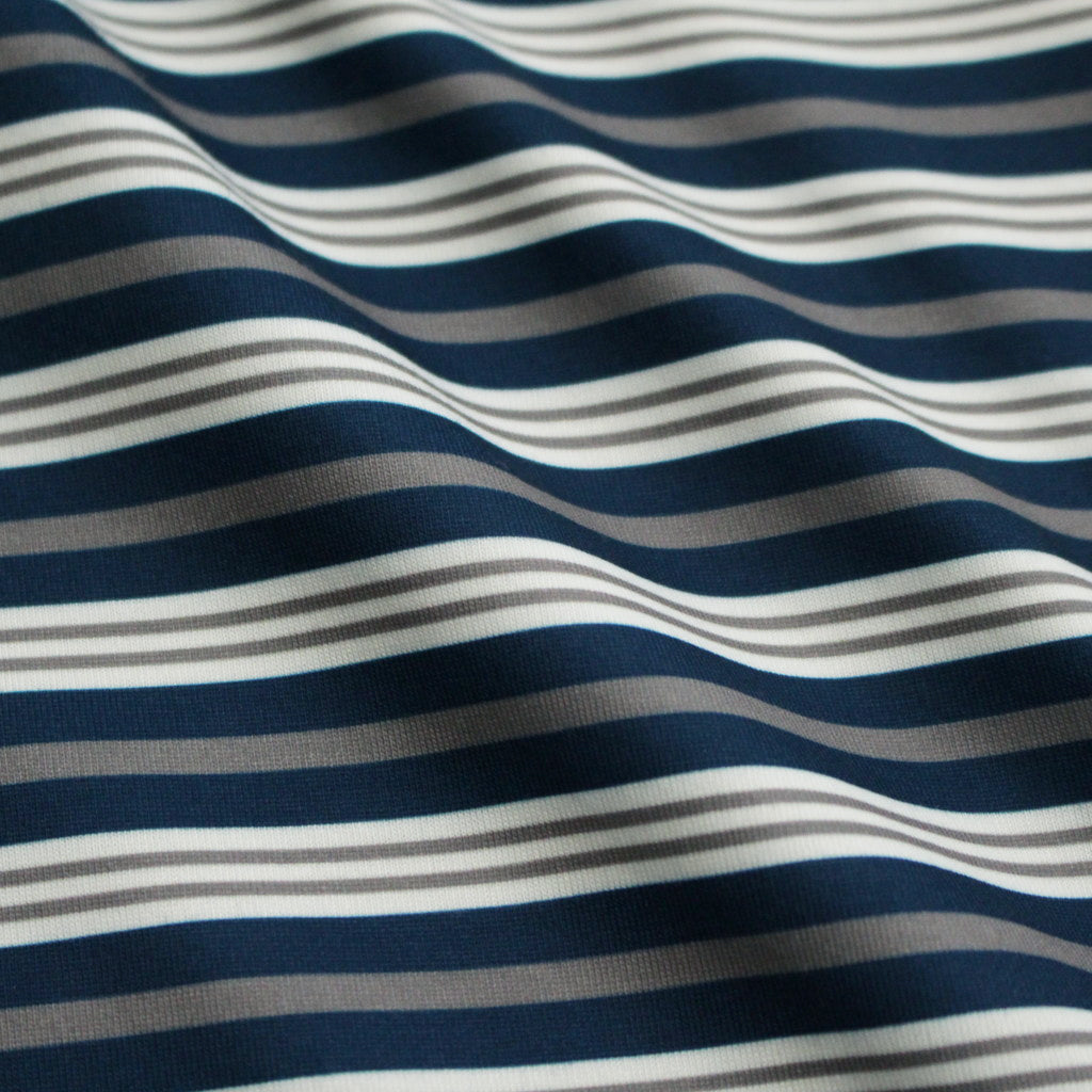 W's TECH DRAWSTRING MULTI BORDER L/S TEE #NAVY / GRAY [BE-34024L]