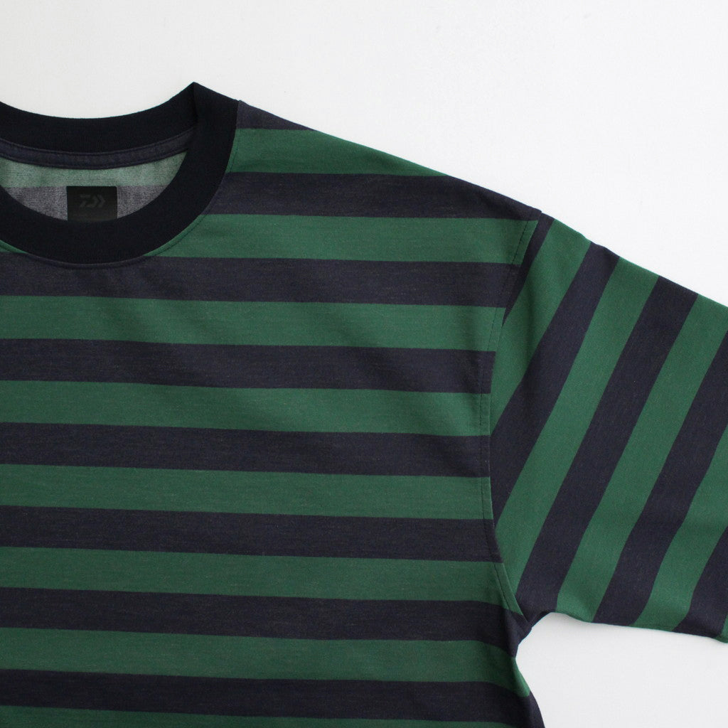 W's TECH DRAWSTRING BORDER L/S TEE #GREEN / NAVY [BE-33024L]