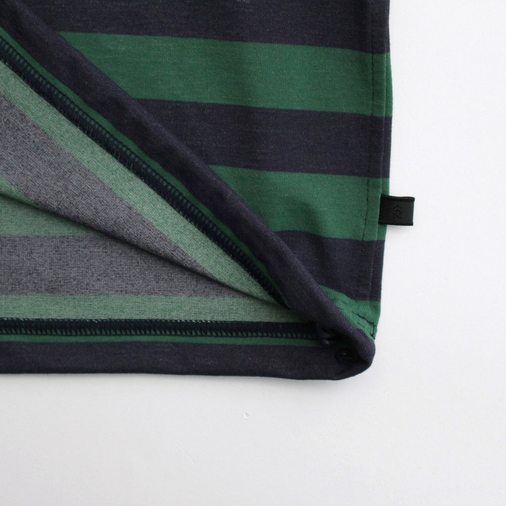 W's TECH DRAWSTRING BORDER L/S TEE #GREEN / NAVY [BE-33024L]