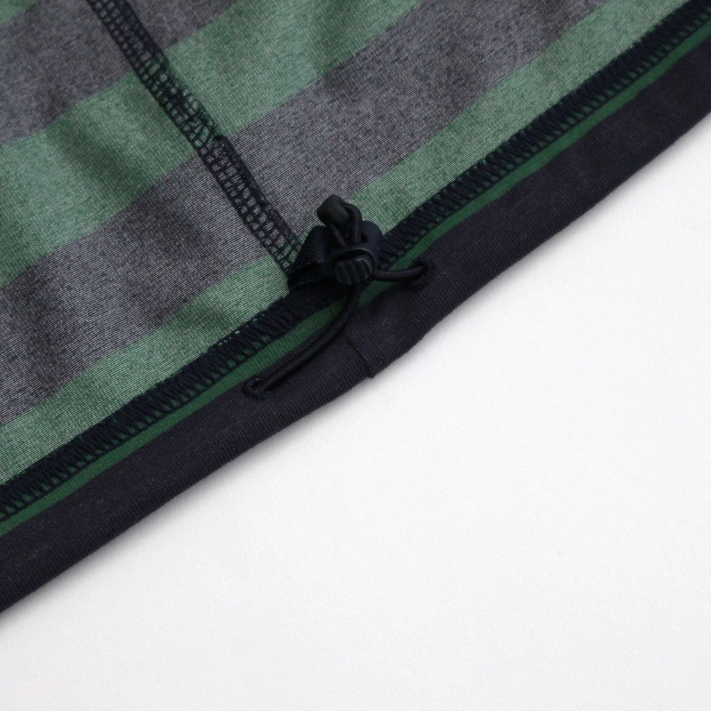 W's TECH DRAWSTRING BORDER L/S TEE #GREEN / NAVY [BE-33024L]