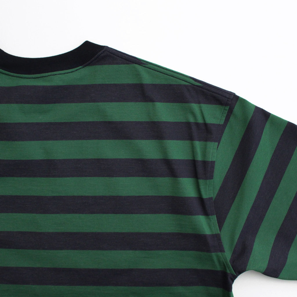 W's TECH DRAWSTRING BORDER L/S TEE #GREEN / NAVY [BE-33024L]