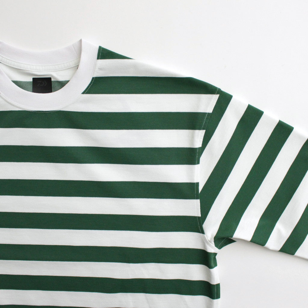 W's TECH DRAWSTRING BORDER L/S TEE #WHITE / GREEN [BE-33024L]