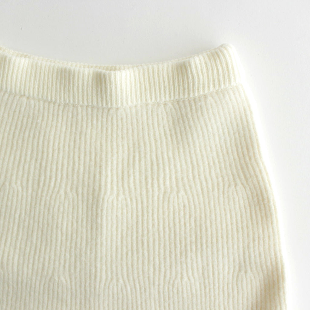 MILLED FRENCH MERINO RIB KNIT FLARE SKIRT #IVORY WHITE [A23AS06MR]