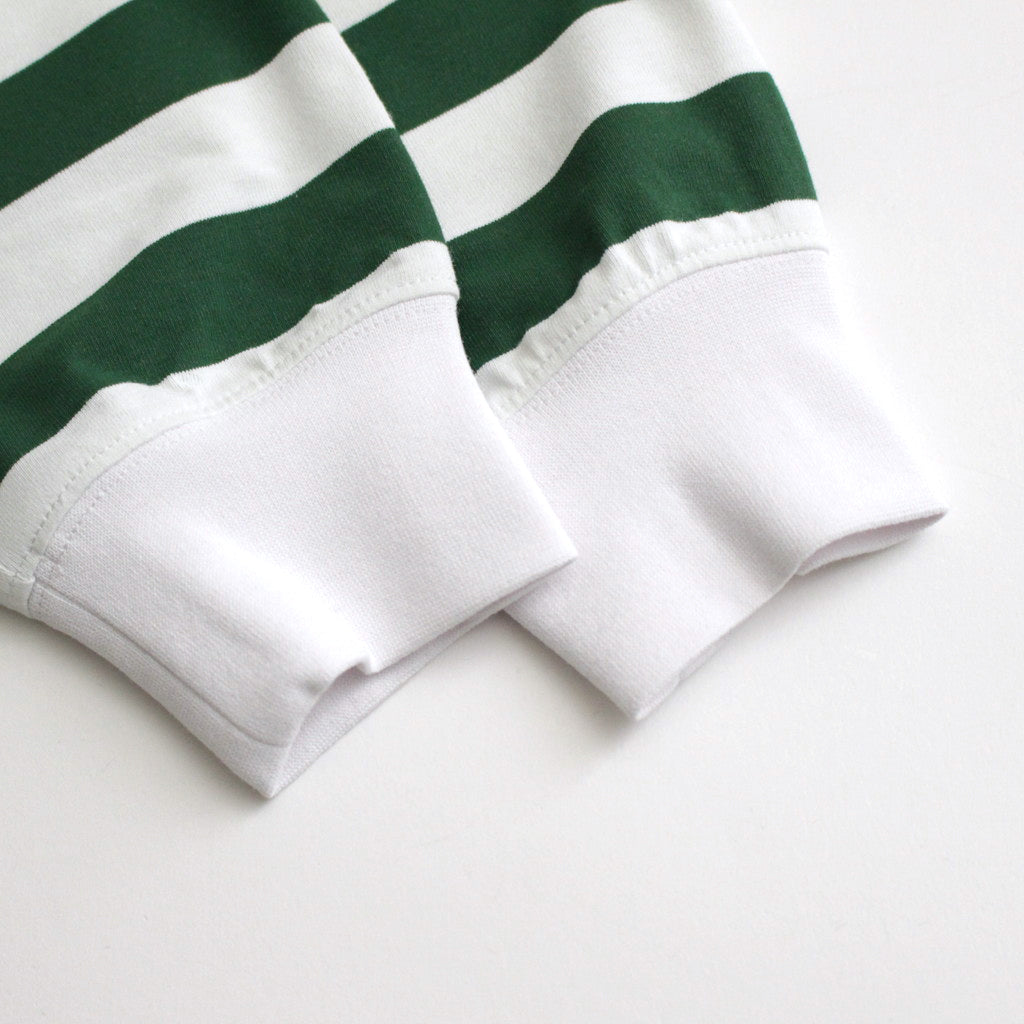 W's TECH DRAWSTRING BORDER L/S TEE #WHITE / GREEN [BE-33024L]