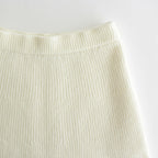 MILLED FRENCH MERINO RIB KNIT FLARE SKIRT #IVORY WHITE [A23AS06MR]