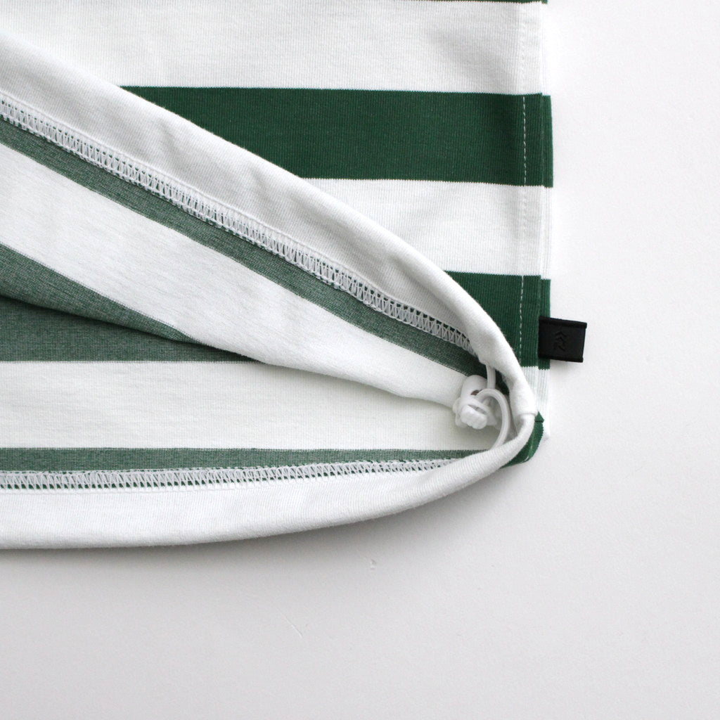W's TECH DRAWSTRING BORDER L/S TEE #WHITE / GREEN [BE-33024L]