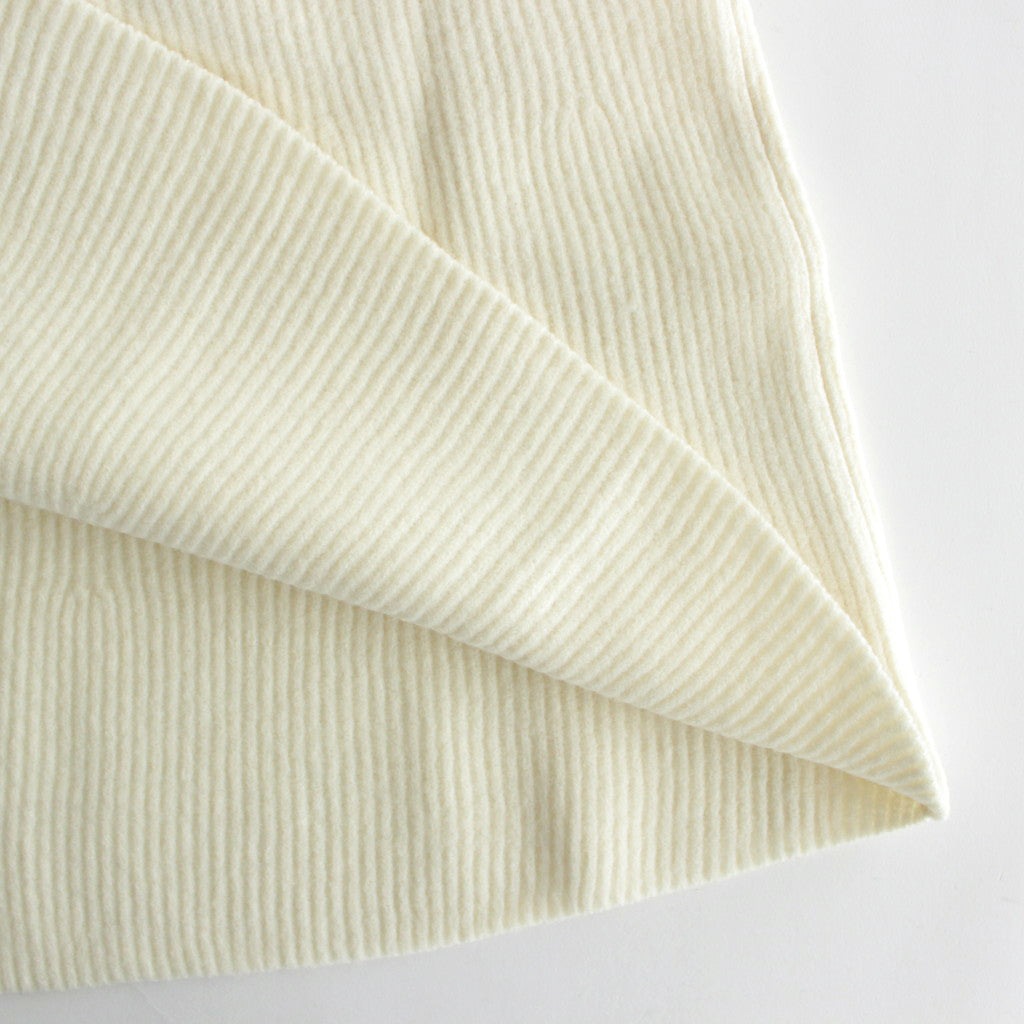 MILLED FRENCH MERINO RIB KNIT FLARE SKIRT #IVORY WHITE [A23AS06MR]