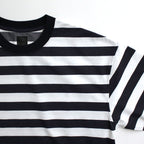 W's TECH DRAWSTRING BORDER L/S TEE #WHITE / NAVY [BE-33024L]