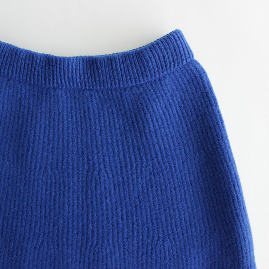 MILLED FRENCH MERINO RIB KNIT FLARE SKIRT #ROYAL BLUE [A23AS06MR