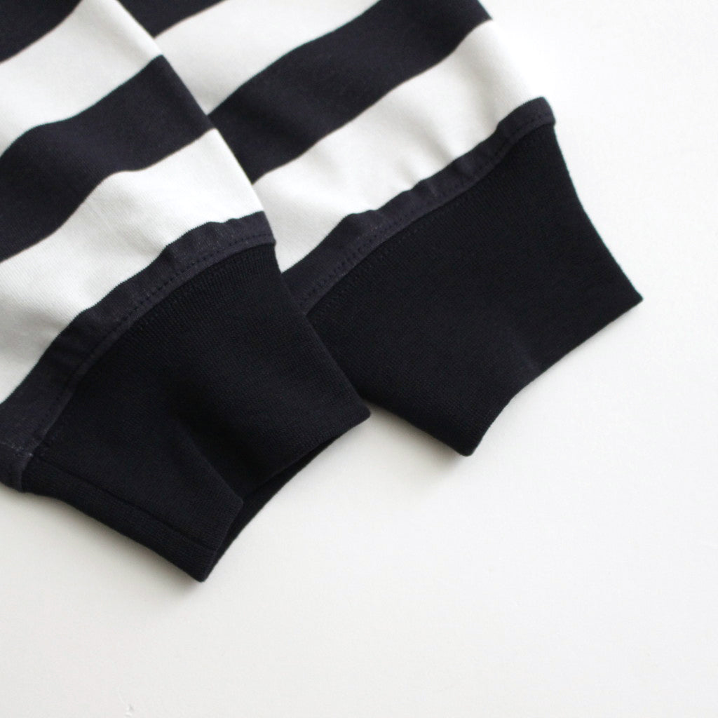 W's TECH DRAWSTRING BORDER L/S TEE #WHITE / NAVY [BE-33024L]