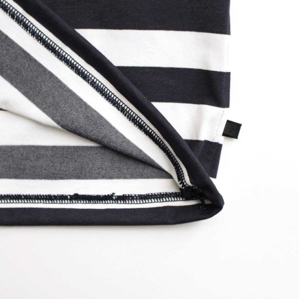 W's TECH DRAWSTRING BORDER L/S TEE #WHITE / NAVY [BE-33024L]