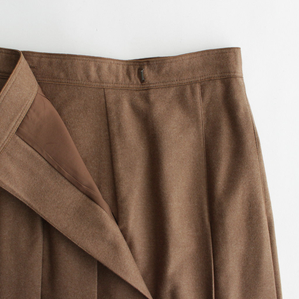 SUPER FULLING TWILL PLEATED SKIRT #BROWN [A23AS05FM]