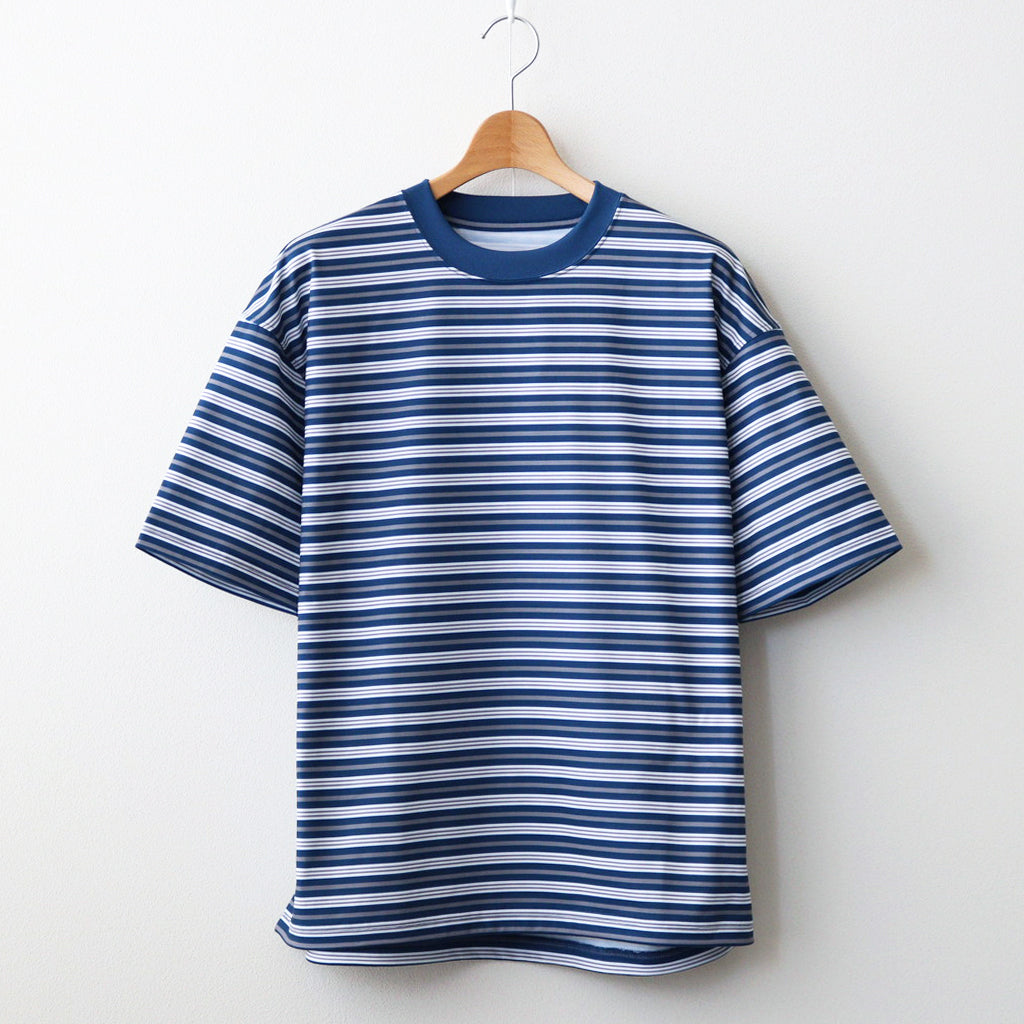 W's TECH DRAWSTRING MULTI BORDER S/S TEE #NAVY / GRAY [BE-35024L]
