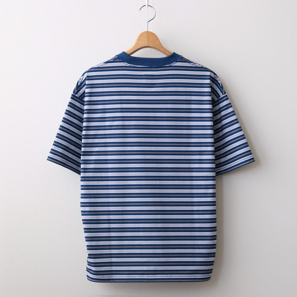 W's TECH DRAWSTRING MULTI BORDER S/S TEE #NAVY / GRAY [BE-35024L]