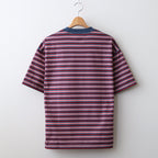 W's TECH DRAWSTRING MULTI BORDER S/S TEE #LT.NAVY / BORDEAUX [BE-35024L]