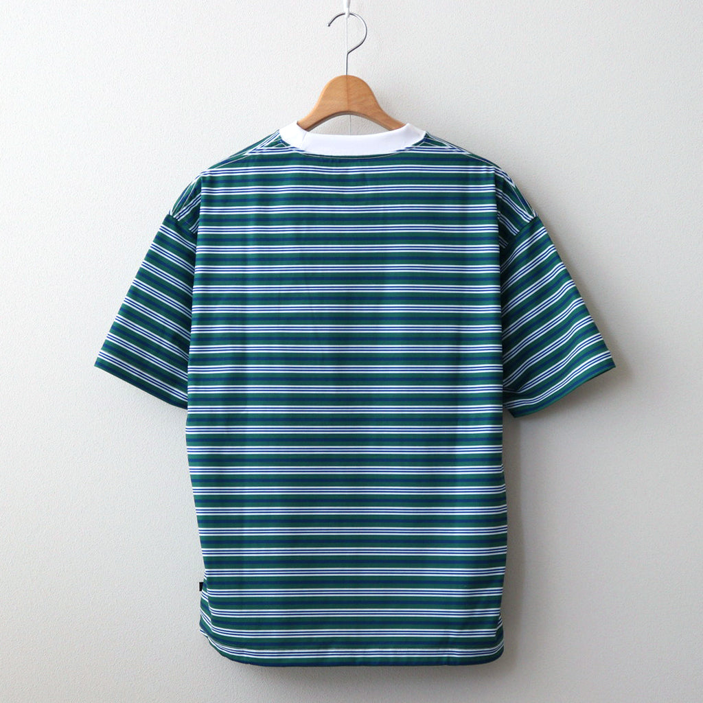 W's TECH DRAWSTRING MULTI BORDER S/S TEE #GREEN / BLUE [BE-35024L]