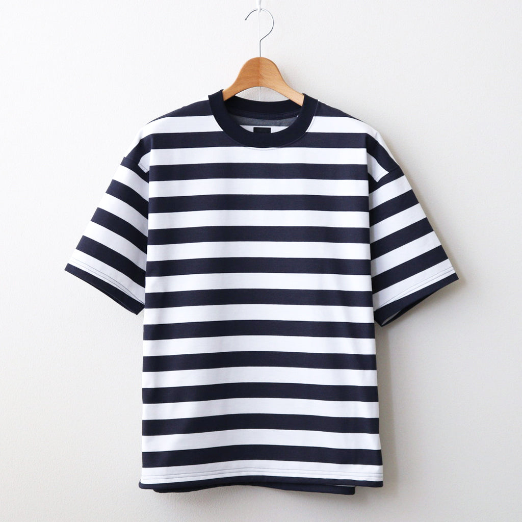 W's TECH DRAWSTRING BORDER S/S TEE #WHITE / NAVY [BE-36024L]