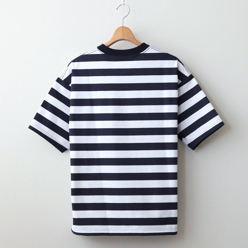 W's TECH DRAWSTRING BORDER S/S TEE #WHITE / NAVY [BE-36024L]