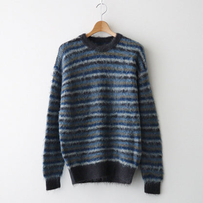 MOHAIR BORDER SWEATER #BLUE×CHARCOAL [YK24FW0824S]