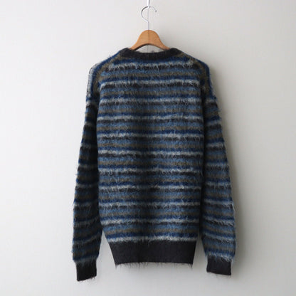 MOHAIR BORDER SWEATER #BLUE×CHARCOAL [YK24FW0824S]