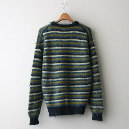 MOHAIR BORDER SWEATER #YELLOW×PEACOCK [YK24FW0824S]