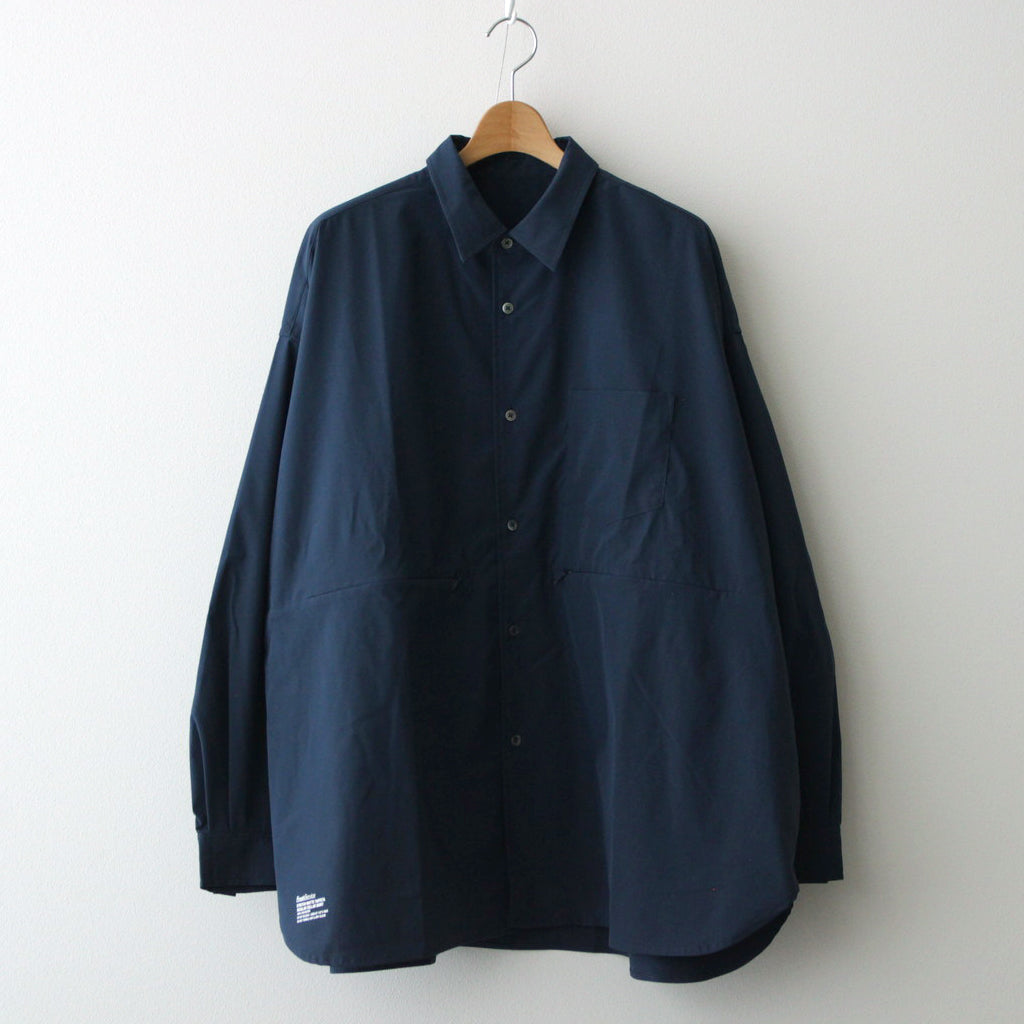 STRETCH MATTE TAFFETA REGULAR COLLAR SHIRT #NAVY [FSC241-50095]