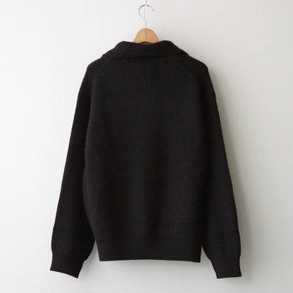 3/4 FRONT ZIP HIGHNECK RIB SWEATER #DARK BROWN [YK24FW0829S]