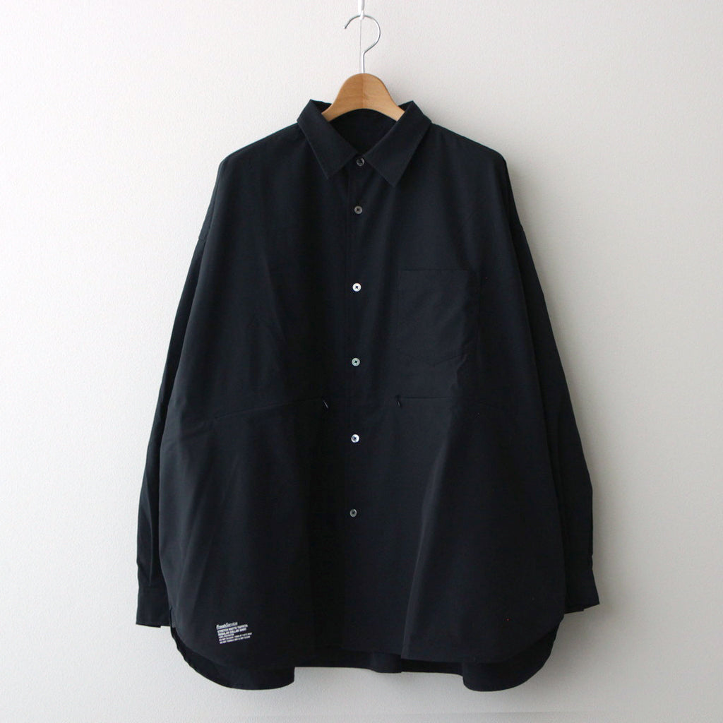 STRETCH MATTE TAFFETA REGULAR COLLAR SHIRT #BLACK [FSC241-50095]