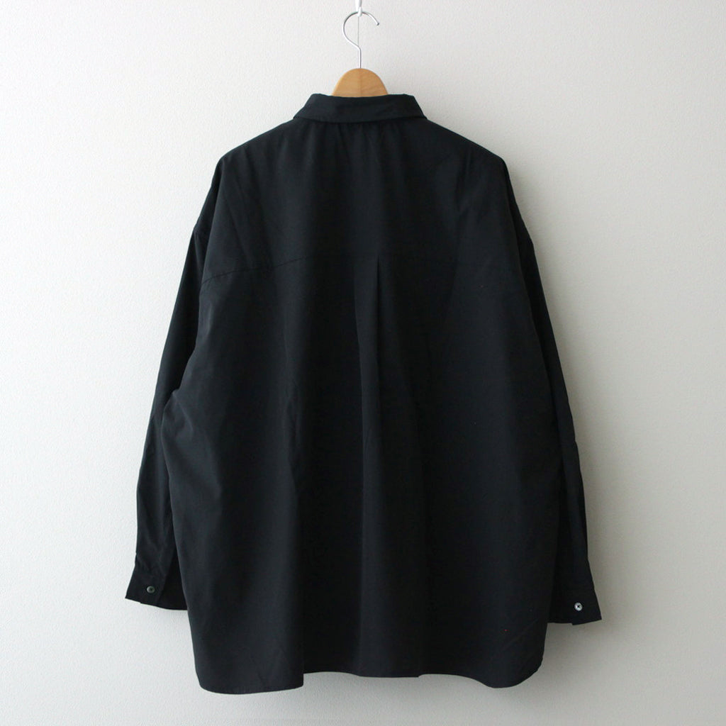 STRETCH MATTE TAFFETA REGULAR COLLAR SHIRT #BLACK [FSC241-50095]