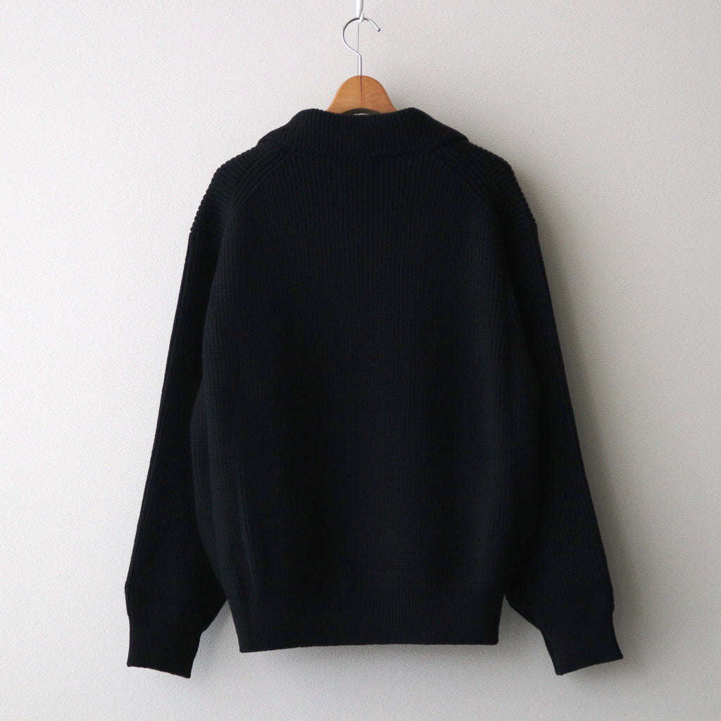 3/4 FRONT ZIP HIGHNECK RIB SWEATER #BLACK [YK24FW0829S]