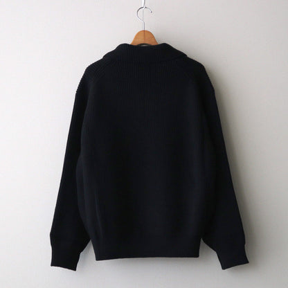 3/4 FRONT ZIP HIGHNECK RIB SWEATER #BLACK [YK24FW0829S]