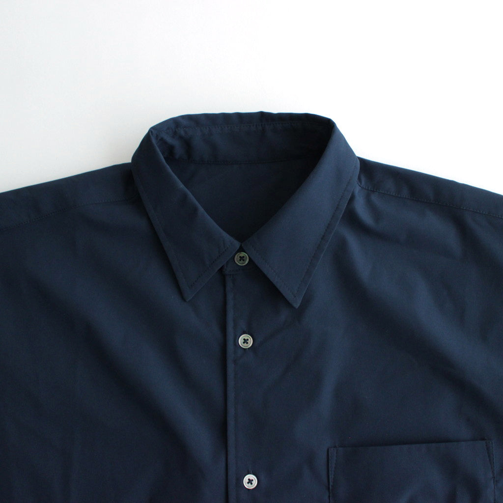 STRETCH MATTE TAFFETA REGULAR COLLAR SHIRT #NAVY [FSC241-50095]