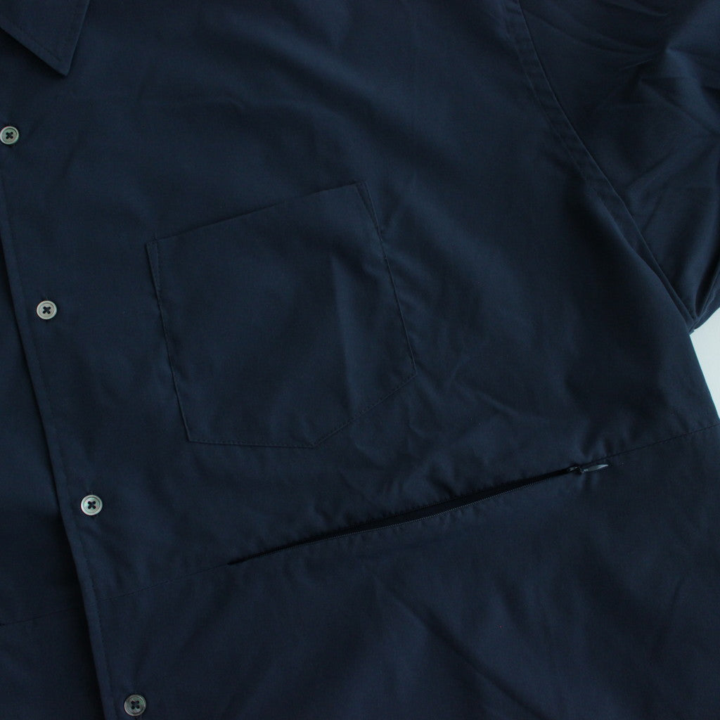 STRETCH MATTE TAFFETA REGULAR COLLAR SHIRT #NAVY [FSC241-50095]