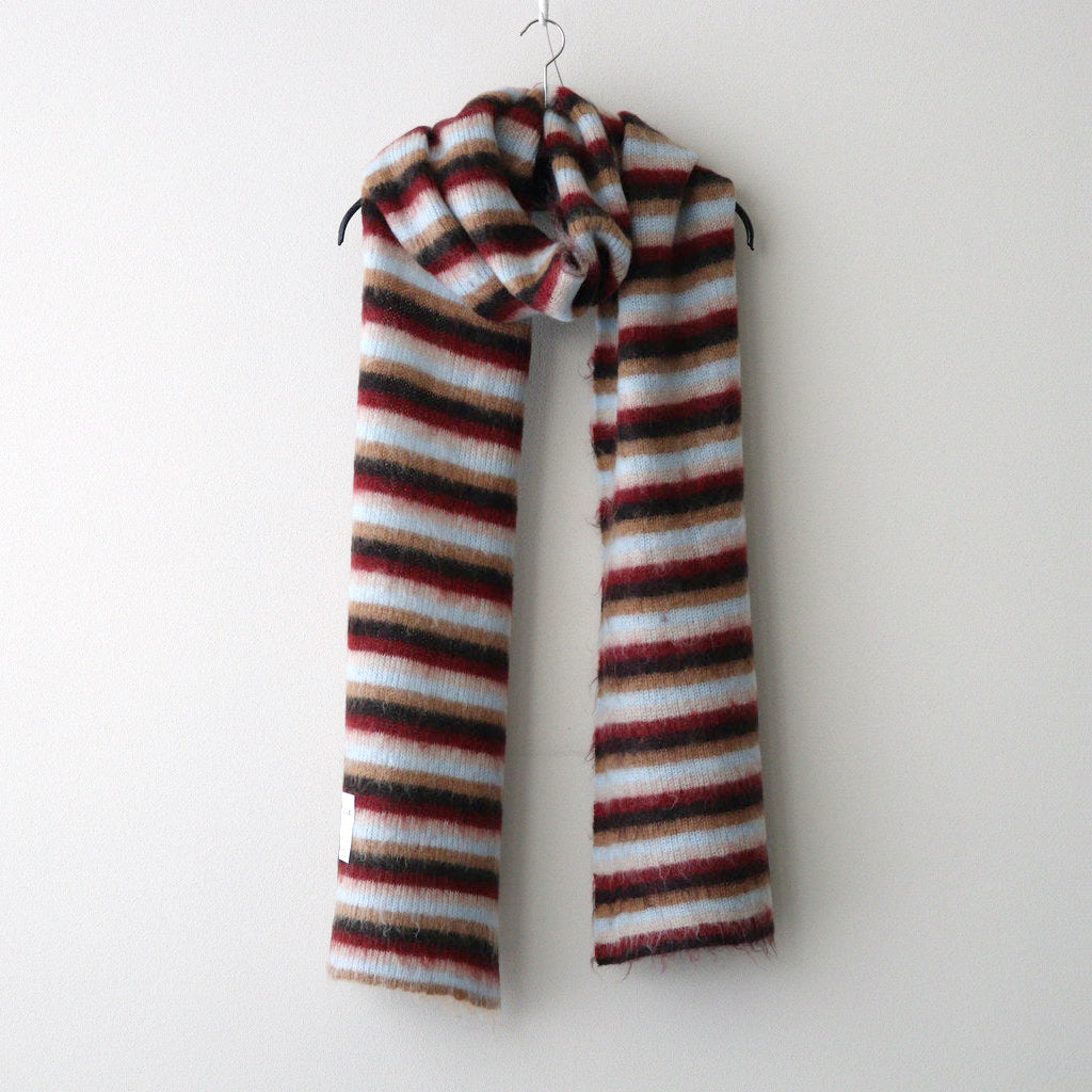 MOHAIR BORDER LONG STOLE #BROWN×RED [YK24FW0825A]