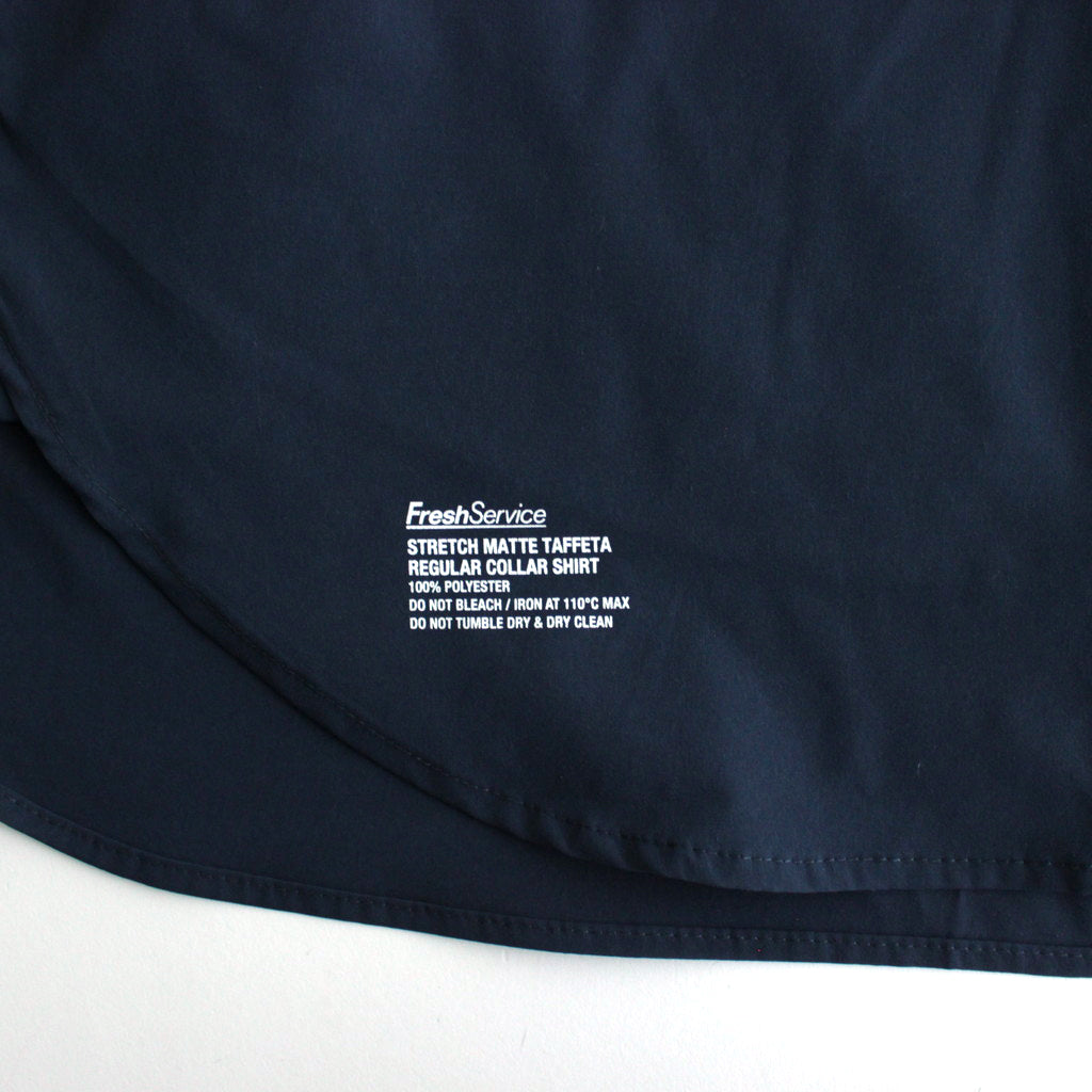 STRETCH MATTE TAFFETA REGULAR COLLAR SHIRT #NAVY [FSC241-50095]