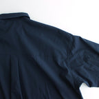 STRETCH MATTE TAFFETA REGULAR COLLAR SHIRT #NAVY [FSC241-50095]