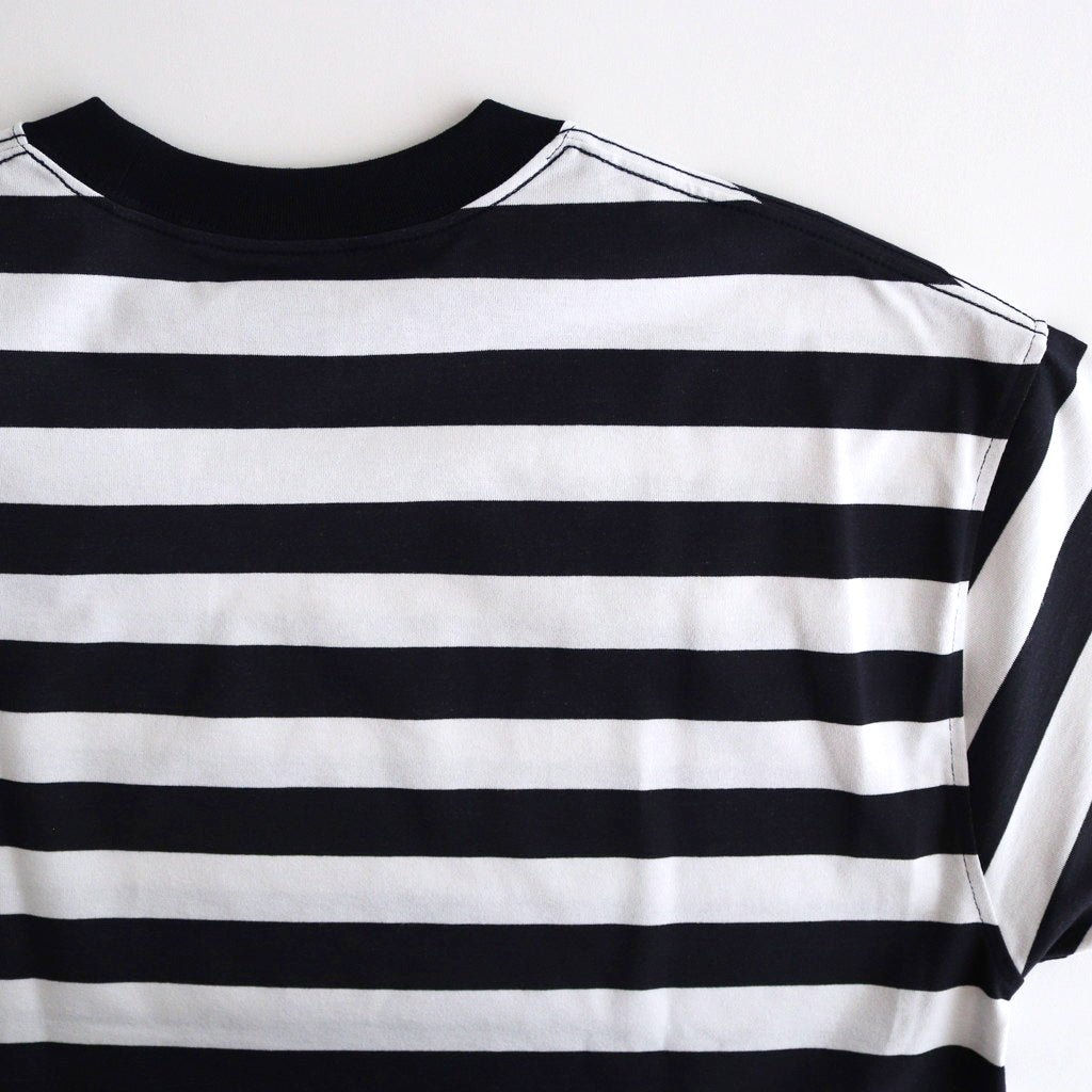 W's TECH DRAWSTRING BORDER S/S TEE #WHITE / NAVY [BE-36024L]