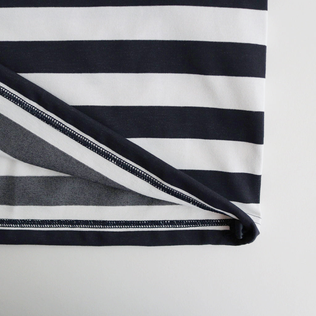W's TECH DRAWSTRING BORDER S/S TEE #WHITE / NAVY [BE-36024L]
