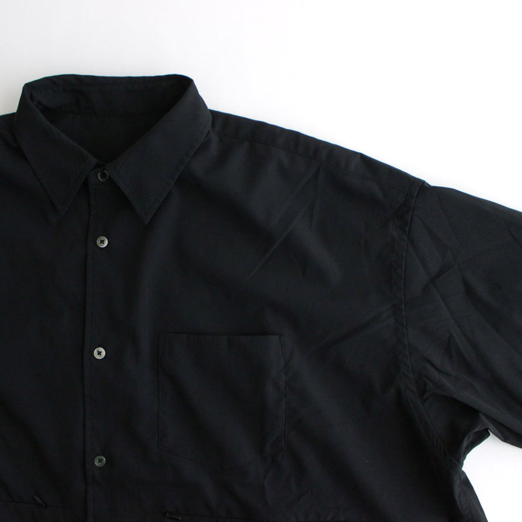 STRETCH MATTE TAFFETA REGULAR COLLAR SHIRT #BLACK [FSC241-50095]