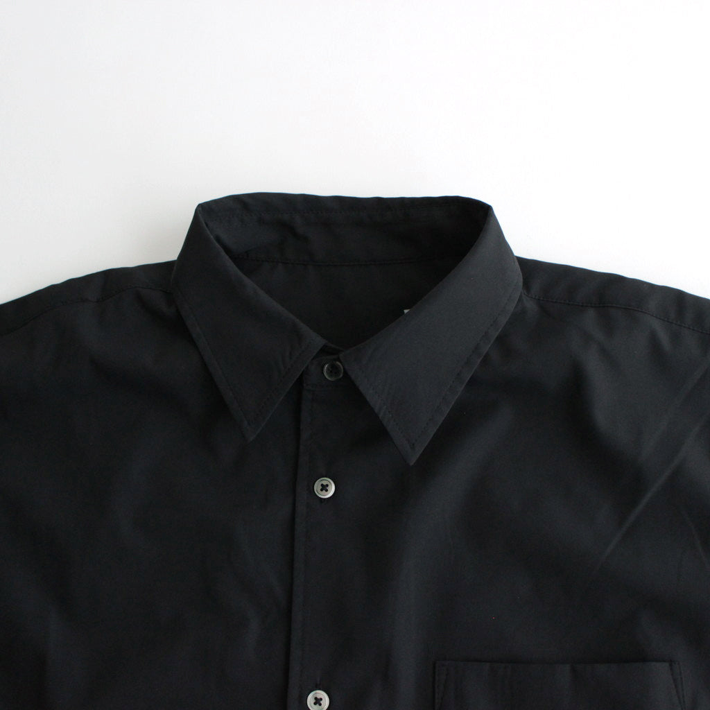 STRETCH MATTE TAFFETA REGULAR COLLAR SHIRT #BLACK [FSC241-50095]