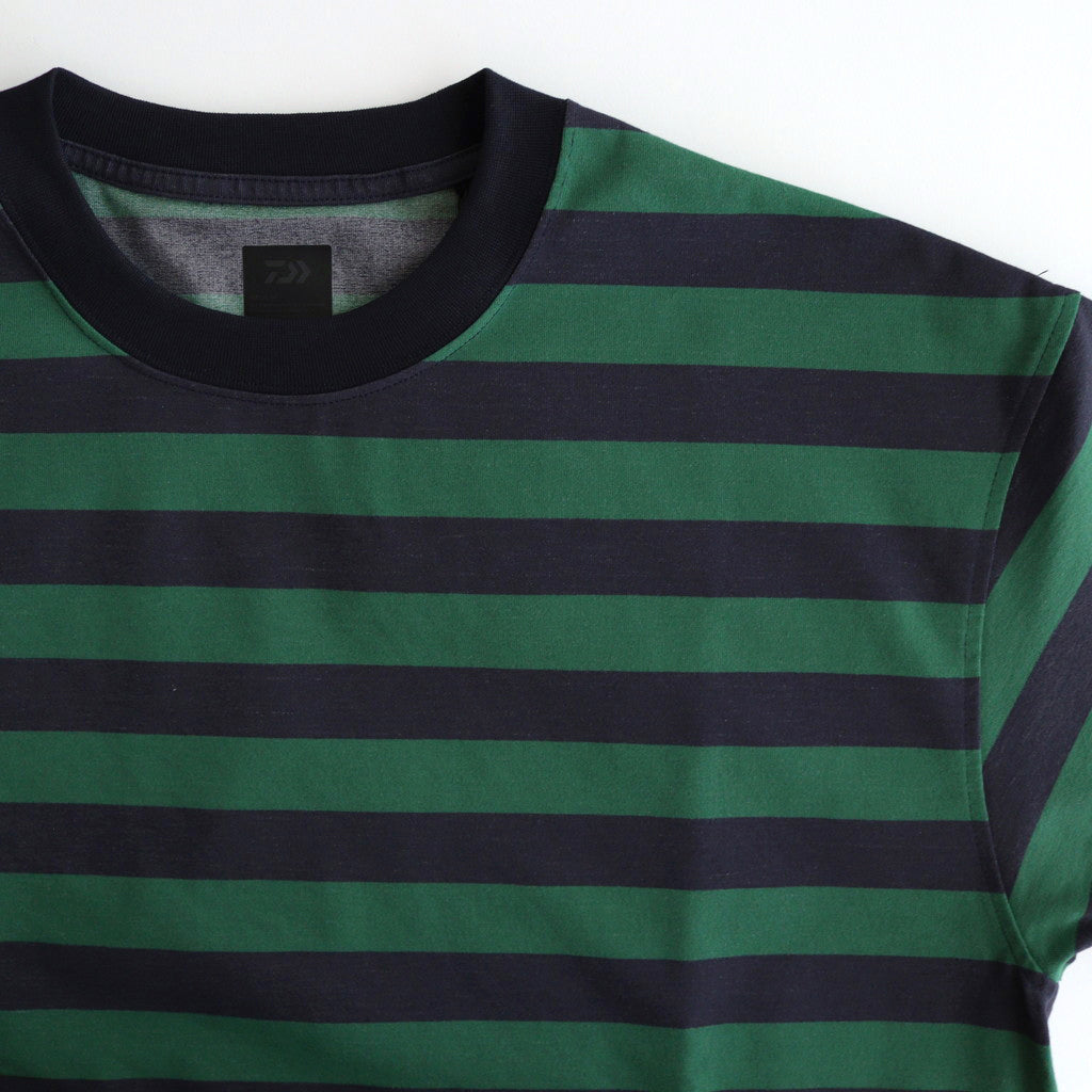W's TECH DRAWSTRING BORDER S/S TEE #GREEN / NAVY [BE-36024L]