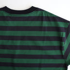 W's TECH DRAWSTRING BORDER S/S TEE #GREEN / NAVY [BE-36024L]
