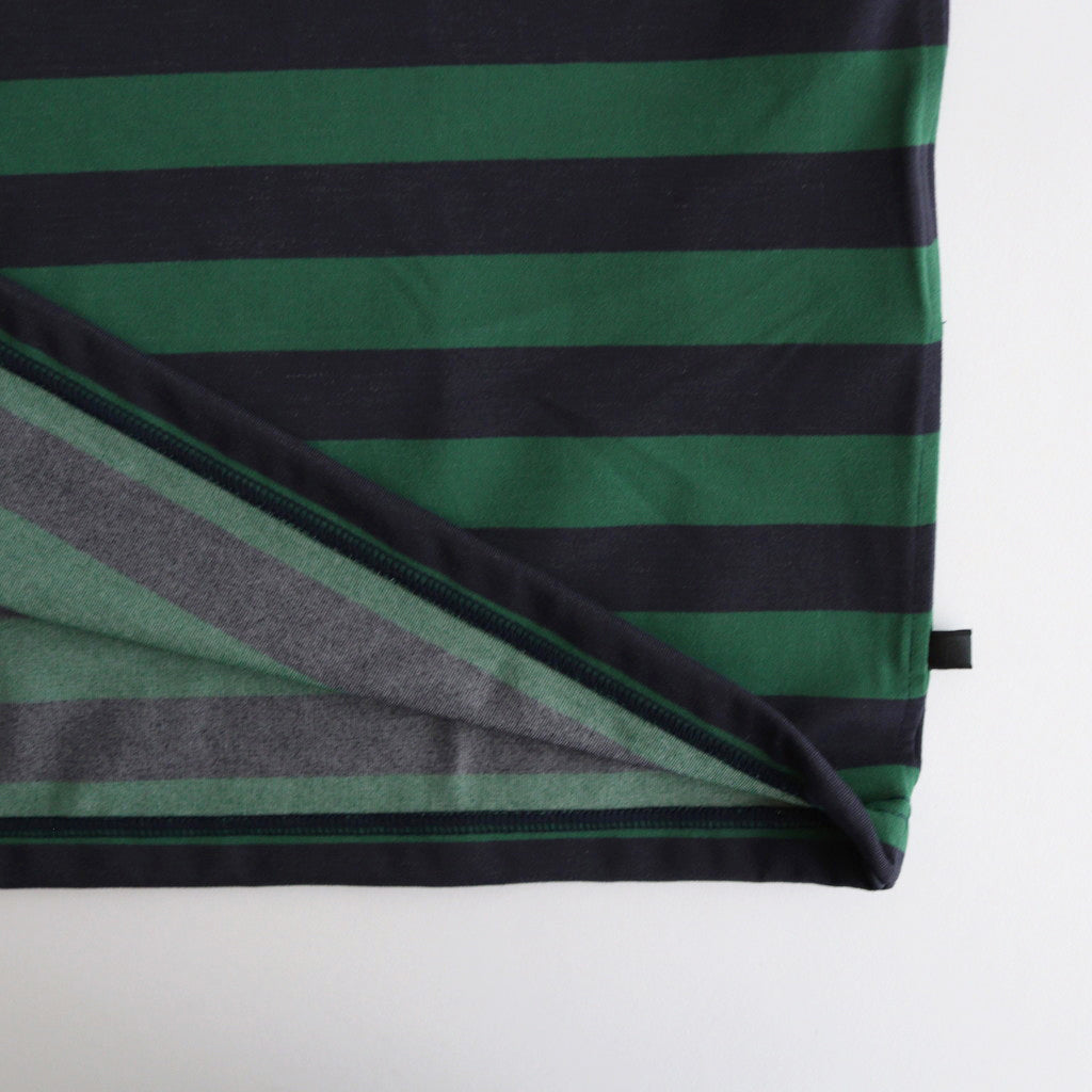 W's TECH DRAWSTRING BORDER S/S TEE #GREEN / NAVY [BE-36024L]