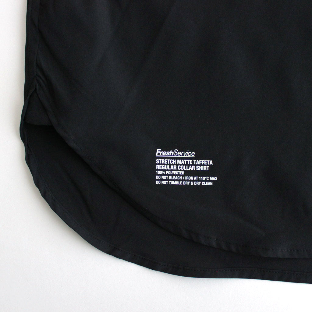 STRETCH MATTE TAFFETA REGULAR COLLAR SHIRT #BLACK [FSC241-50095]