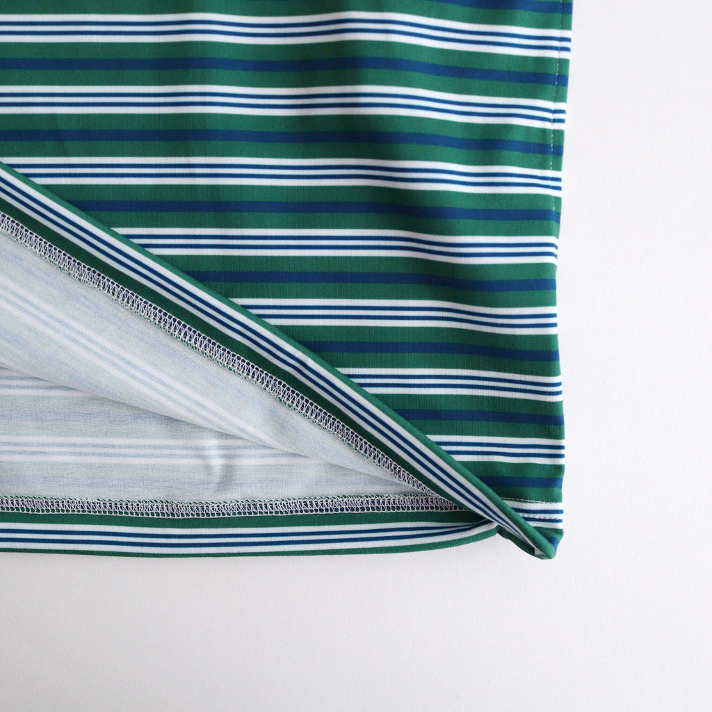 W's TECH DRAWSTRING MULTI BORDER S/S TEE #GREEN / BLUE [BE-35024L]